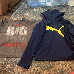 Puma Navy Hoodie with Vibrant Yellow Logo